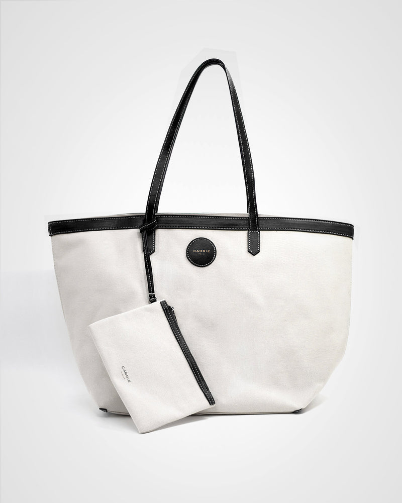 THE CARRIE TOTE WHITE / BLACK