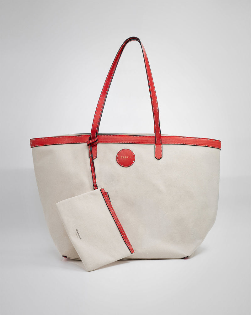 THE CARRIE TOTE WHITE / POPPY