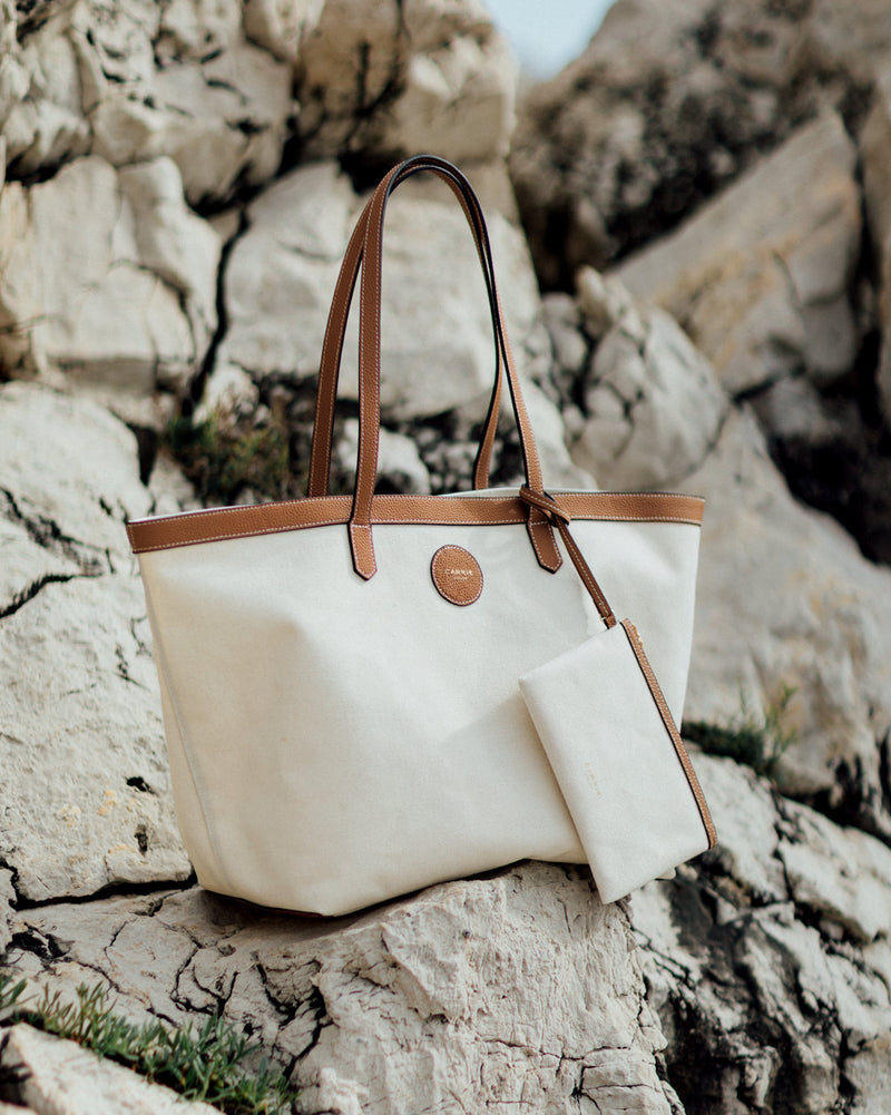 THE CARRIE TOTE WHITE / BROWN