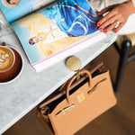 Carrie Yellow Gold Bag Hook with Hermes Bag